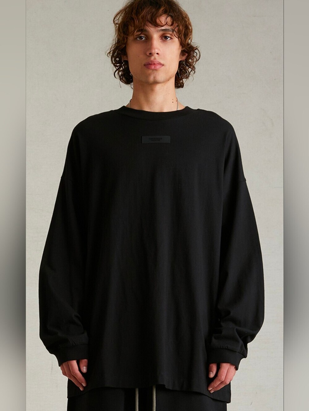 Fear of God ESSENTIALS Black Long Sleeve T-Shirt Size Large Oversized Boxy Baggy